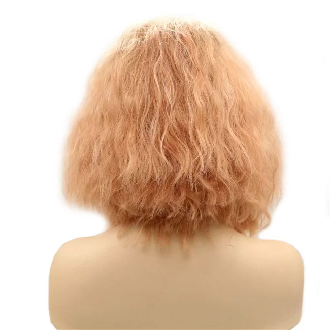 Fashion Wig Short hair front lace long hair Mixed Pink Kinky Curly Synthetic wig1 HD Lace WigsHair BundlesGlueless WigsCrochet hair extensions OUOHAIR