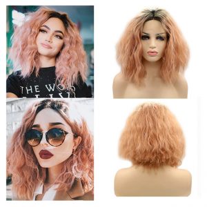 Fashion Wig Short hair front lace long hair Mixed Pink Kinky Curly Synthetic wig32 HD Lace WigsHair BundlesGlueless WigsCrochet hair extensions OUOHAIR