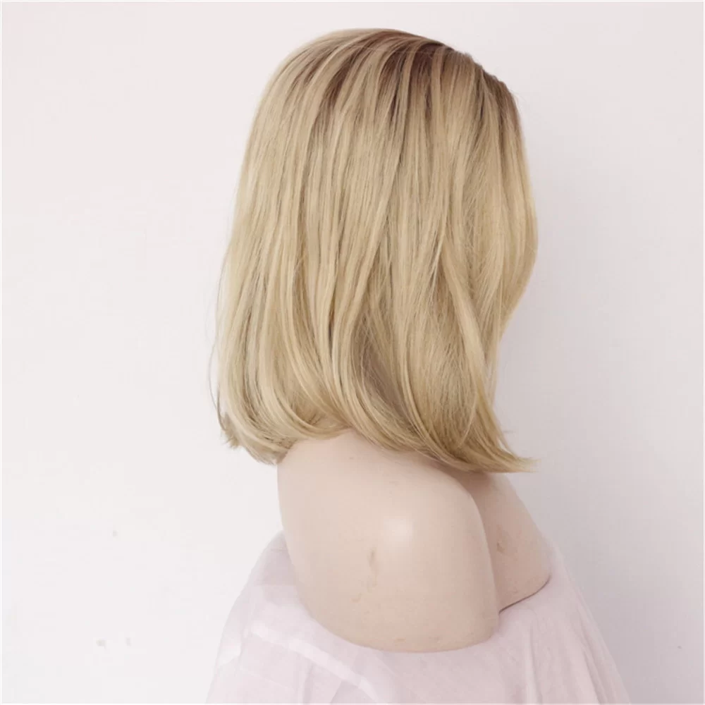 BoboTypeLightBrownOmbreBlondColorHeatResistantFiberCosplayPartySyntheticLaceFrontWig 1 HD Lace WigsHair BundlesGlueless WigsCrochet hair extensions OUOHAIR