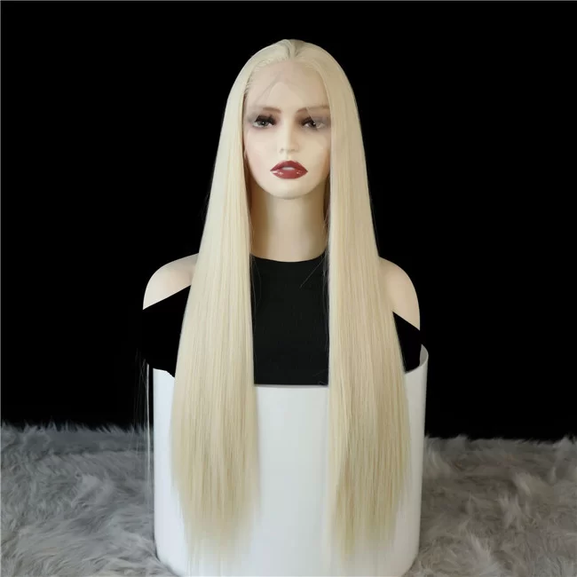 Synthetic Lace Front Wig Long Straight Natural Blonde Hair2 HD Lace WigsHair BundlesGlueless WigsCrochet hair extensions OUOHAIR