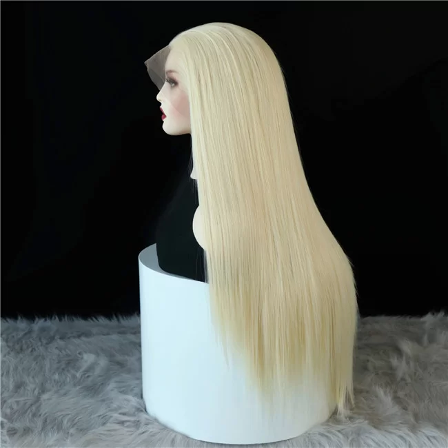 Synthetic Lace Front Wig Long Straight Natural Blonde Hair3 HD Lace WigsHair BundlesGlueless WigsCrochet hair extensions OUOHAIR