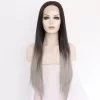 handmadelonggreydrakrootsombresilkystraightlacefrontwig23337v1 HD Lace WigsHair BundlesGlueless WigsCrochet hair extensions OUOHAIR