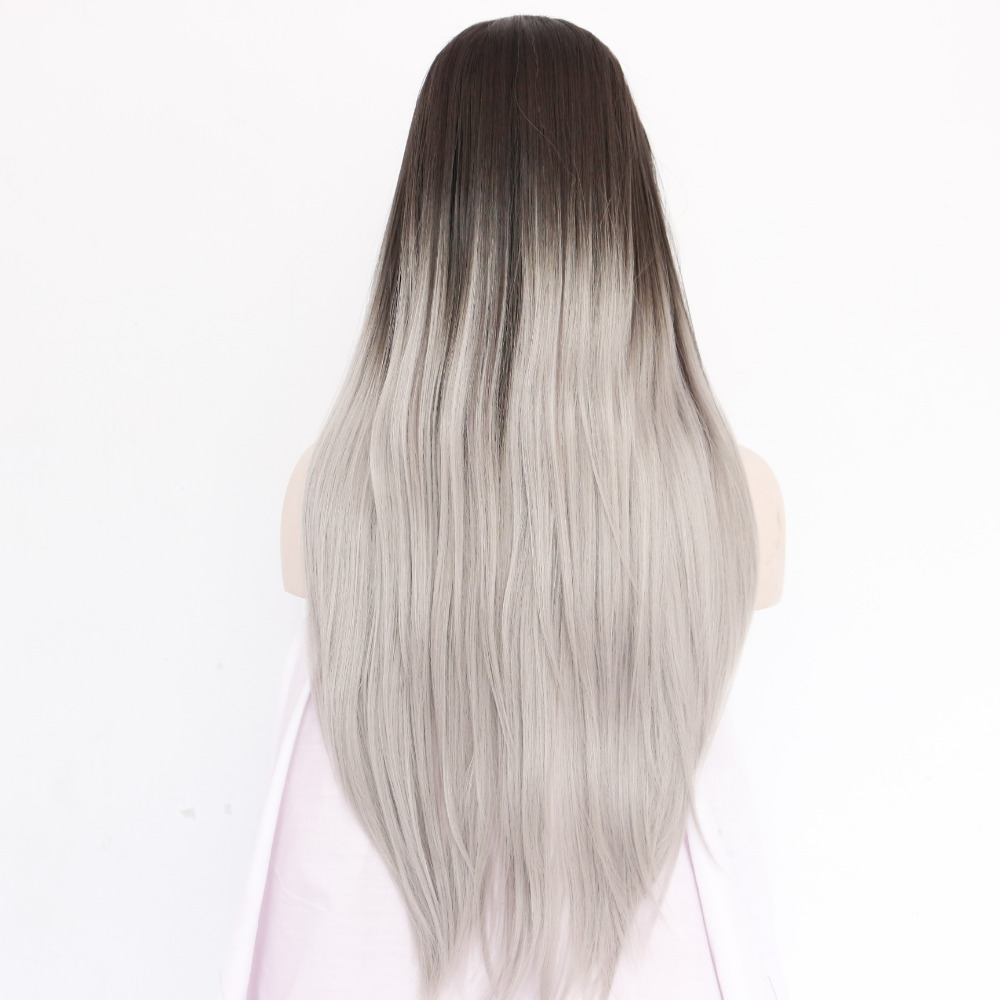 handmadelonggreydrakrootsombresilkystraightlacefrontwig23337v3 HD Lace WigsHair BundlesGlueless WigsCrochet hair extensions OUOHAIR