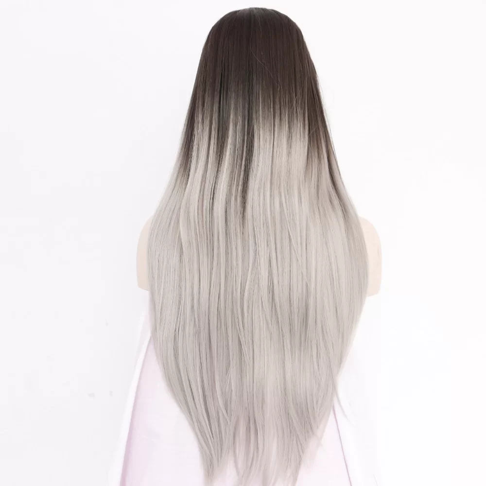 handmadelonggreydrakrootsombresilkystraightlacefrontwig23337v3 HD Lace WigsHair BundlesGlueless WigsCrochet hair extensions OUOHAIR