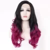 wavyblacktowineredombresyntheticlacefrontwig23099v0 HD Lace WigsHair BundlesGlueless WigsCrochet hair extensions OUOHAIR