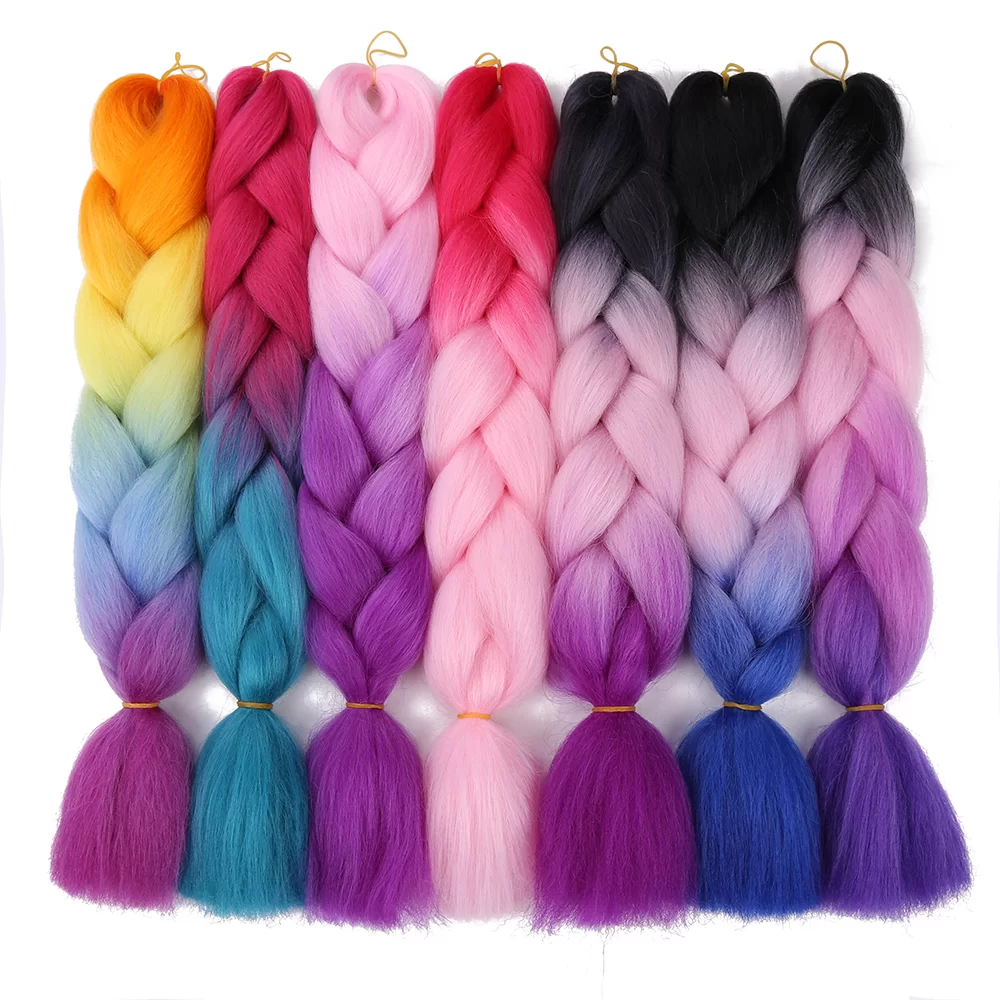 24inchCrochetBraidsOmbreJumboBraidColoredHairExtensionsSyntheticHeatResistantBulkHairforBraiding 1 HD Lace WigsHair BundlesGlueless WigsCrochet hair extensions OUOHAIR