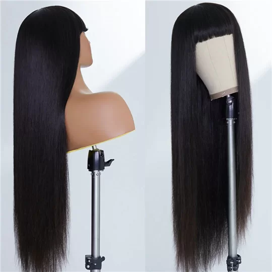 100StraightHumanHairWigWithBangsGluelessShortBobHumanHairWigsForWomenCheap03 HD Lace WigsHair BundlesGlueless WigsCrochet hair extensions OUOHAIR