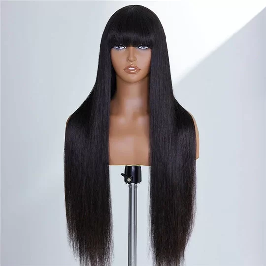 100StraightHumanHairWigWithBangsGluelessShortBobHumanHairWigsForWomenCheap04 HD Lace WigsHair BundlesGlueless WigsCrochet hair extensions OUOHAIR