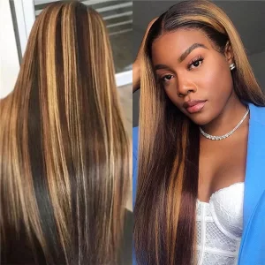 HighlightWigGluelessColoredLaceFrontHumanHairWigsForWomenPrePlucked13x4BoneStraight10 HD Lace WigsHair BundlesGlueless WigsCrochet hair extensions OUOHAIR