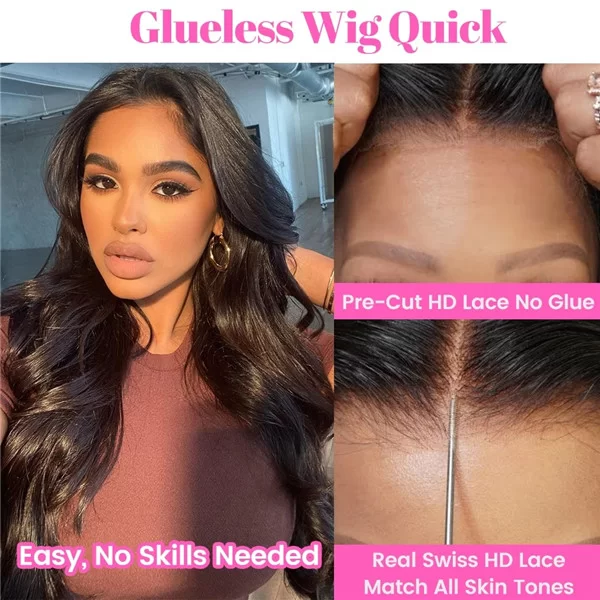 bodywavehdlaceclosuregluelesswigs4x6precutwithprepluckednautralhairline1 HD Lace WigsHair BundlesGlueless WigsCrochet hair extensions OUOHAIR