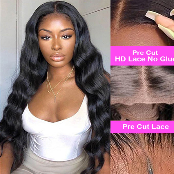 bodywavehdlaceclosuregluelesswigs4x6precutwithprepluckednautralhairline2 HD Lace WigsHair BundlesGlueless WigsCrochet hair extensions OUOHAIR
