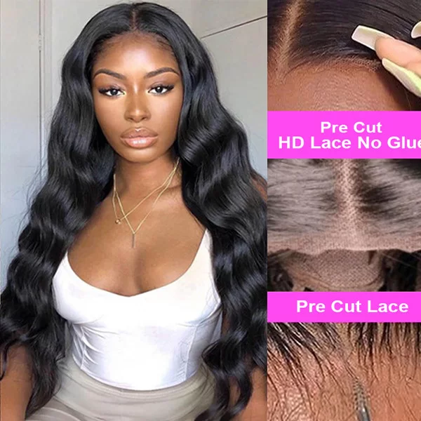 bodywavehdlaceclosuregluelesswigs4x6precutwithprepluckednautralhairline2 HD Lace WigsHair BundlesGlueless WigsCrochet hair extensions OUOHAIR