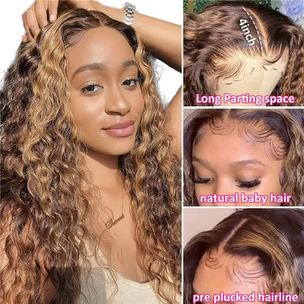 waterwavehighlightwigprecutlacewigprepluckedwithnaturalhairline2 HD Lace WigsHair BundlesGlueless WigsCrochet hair extensions OUOHAIR