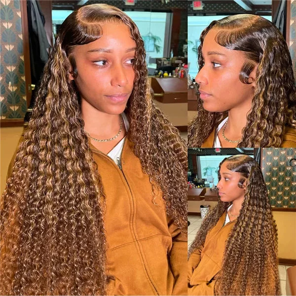 waterwavehighlightwigprecutlacewigprepluckedwithnaturalhairline3 HD Lace WigsHair BundlesGlueless WigsCrochet hair extensions OUOHAIR
