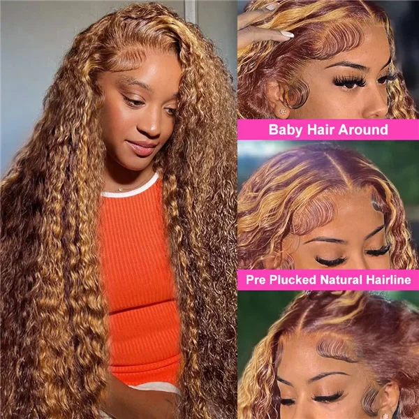 waterwavehighlightwigprecutlacewigprepluckedwithnaturalhairline4 HD Lace WigsHair BundlesGlueless WigsCrochet hair extensions OUOHAIR