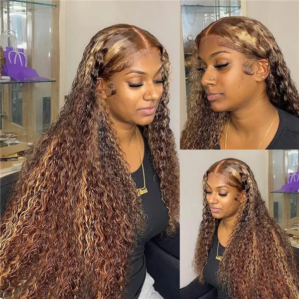 waterwavehighlightwigprecutlacewigprepluckedwithnaturalhairline6 HD Lace WigsHair BundlesGlueless WigsCrochet hair extensions OUOHAIR
