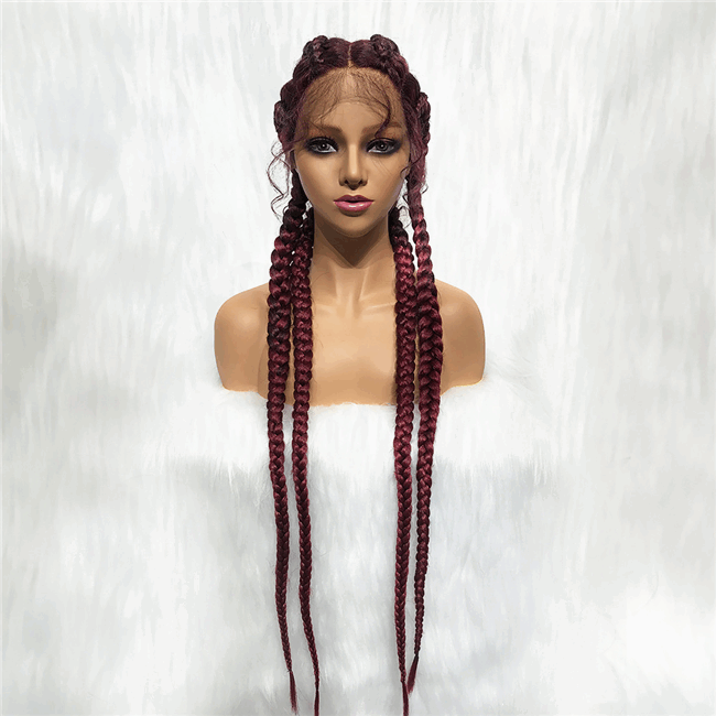 4strand Braids lace wig long synthetic Braids Wig12 HD Lace WigsHair BundlesGlueless WigsCrochet hair extensions OUOHAIR