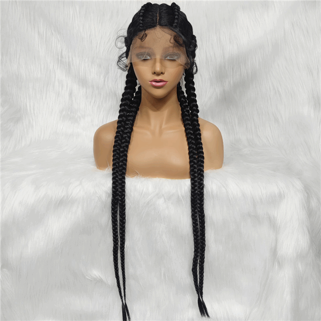 4strand Braids lace wig long synthetic Braids Wig15 HD Lace WigsHair BundlesGlueless WigsCrochet hair extensions OUOHAIR