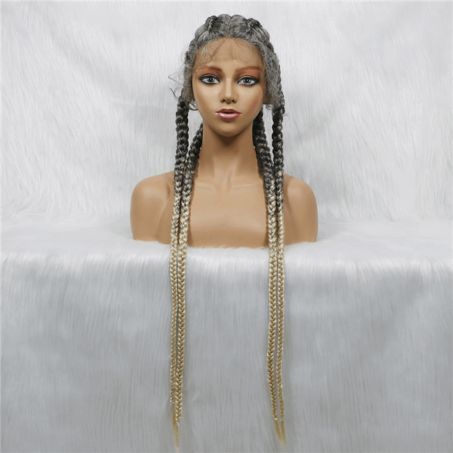 4strand Braids lace wig long synthetic Braids Wig3 HD Lace WigsHair BundlesGlueless WigsCrochet hair extensions OUOHAIR