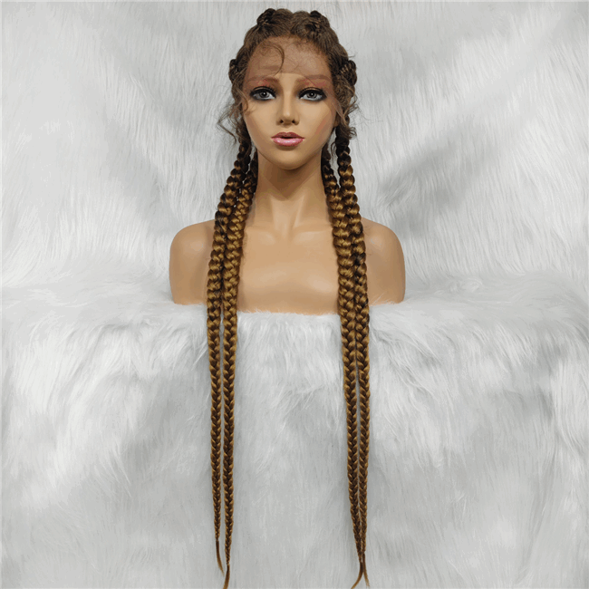 4strand Braids lace wig long synthetic Braids Wig8 HD Lace WigsHair BundlesGlueless WigsCrochet hair extensions OUOHAIR