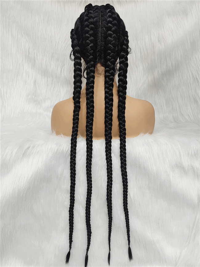4strand Braids lace wig long synthetic Braids Wig9 HD Lace WigsHair BundlesGlueless WigsCrochet hair extensions OUOHAIR