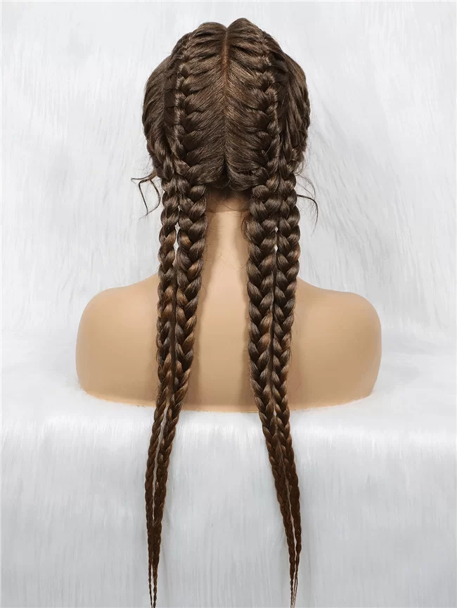 4strand big Braids lace wig short synthetic Braids Wig1 HD Lace WigsHair BundlesGlueless WigsCrochet hair extensions OUOHAIR