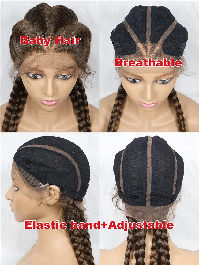 4strand big Braids lace wig short synthetic Braids Wig2 HD Lace WigsHair BundlesGlueless WigsCrochet hair extensions OUOHAIR