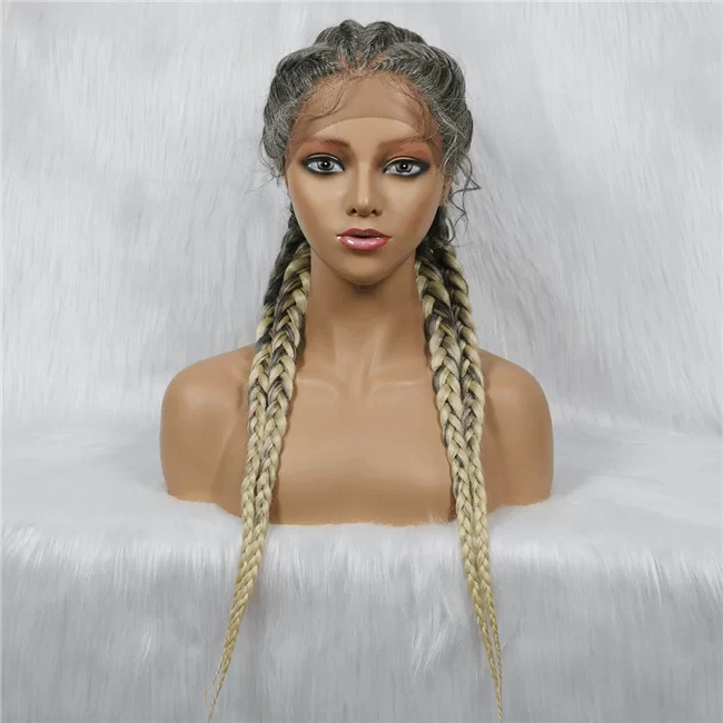 4strand big Braids lace wig short synthetic Braids Wig3 HD Lace WigsHair BundlesGlueless WigsCrochet hair extensions OUOHAIR