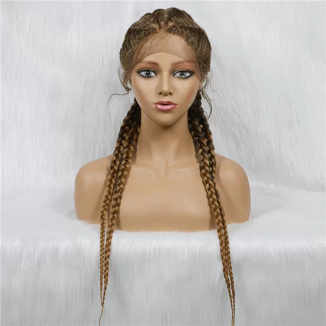 4strand big Braids lace wig short synthetic Braids Wig4 HD Lace WigsHair BundlesGlueless WigsCrochet hair extensions OUOHAIR