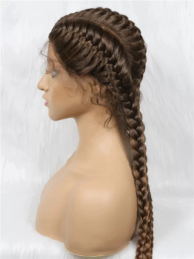 4strand big Braids lace wig short synthetic Braids Wig7 HD Lace WigsHair BundlesGlueless WigsCrochet hair extensions OUOHAIR