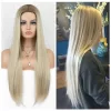 Black Omber Light Brown Straight Synthetic Wig HD Lace WigsHair BundlesGlueless WigsCrochet hair extensions OUOHAIR