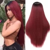 Black Omber Red Straight Synthetic Wig HD Lace WigsHair BundlesGlueless WigsCrochet hair extensions OUOHAIR