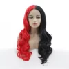 Black and Red Synthetic Lace Front straight Cosplay WigA012 HD Lace WigsHair BundlesGlueless WigsCrochet hair extensions OUOHAIR
