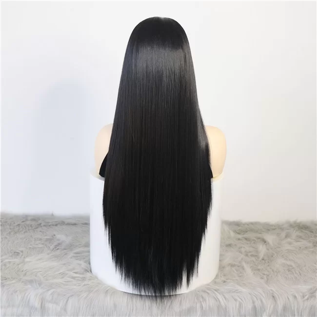 Black long Straight Hair Synthetic lace front wig2 HD Lace WigsHair BundlesGlueless WigsCrochet hair extensions OUOHAIR
