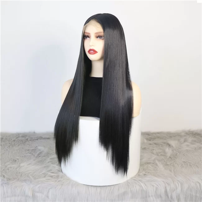 Black long Straight Hair Synthetic lace front wig3 HD Lace WigsHair BundlesGlueless WigsCrochet hair extensions OUOHAIR