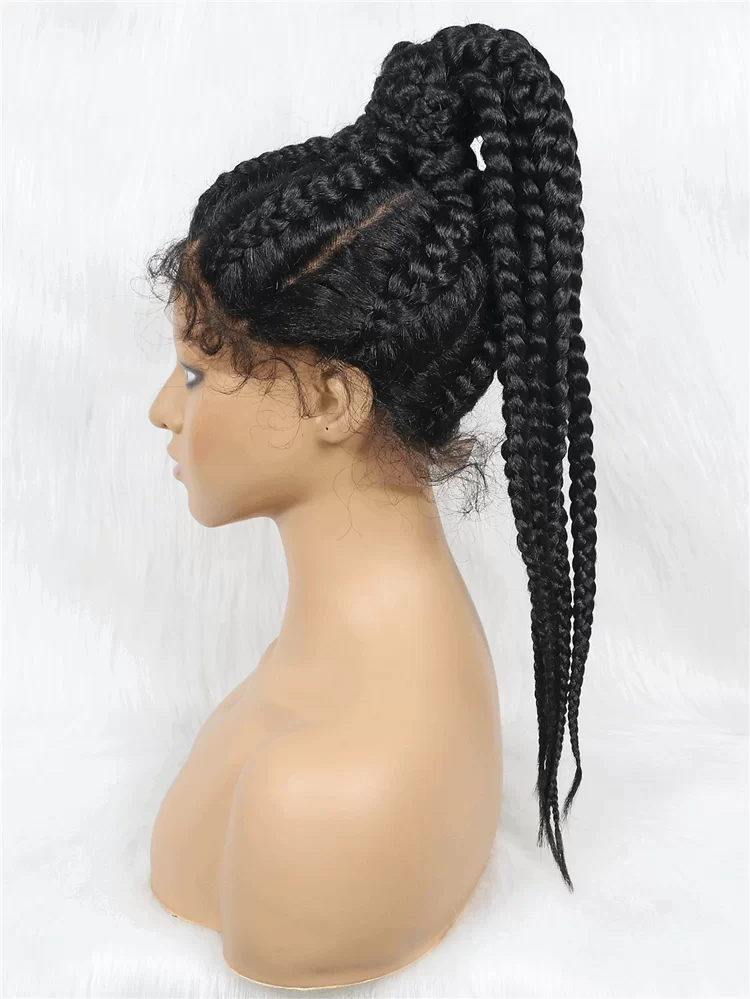 Braided Lace wig Ponytail hair 24 inch braid synthetic headband ouohair4 HD Lace WigsHair BundlesGlueless WigsCrochet hair extensions OUOHAIR