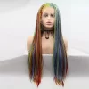 Colourful Braid Lace Front Wig Long Braids Wigs for Cosplay Wig2 HD Lace WigsHair BundlesGlueless WigsCrochet hair extensions OUOHAIR