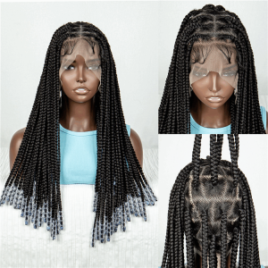 Full Lace Beaded synthetic 24inch braids head Lace Braids wig ouohair14 HD Lace WigsHair BundlesGlueless WigsCrochet hair extensions OUOHAIR