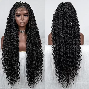 Full Lace Faux Locs Curly lace wig Synthetic fiber head ouohair6 HD Lace WigsHair BundlesGlueless WigsCrochet hair extensions OUOHAIR