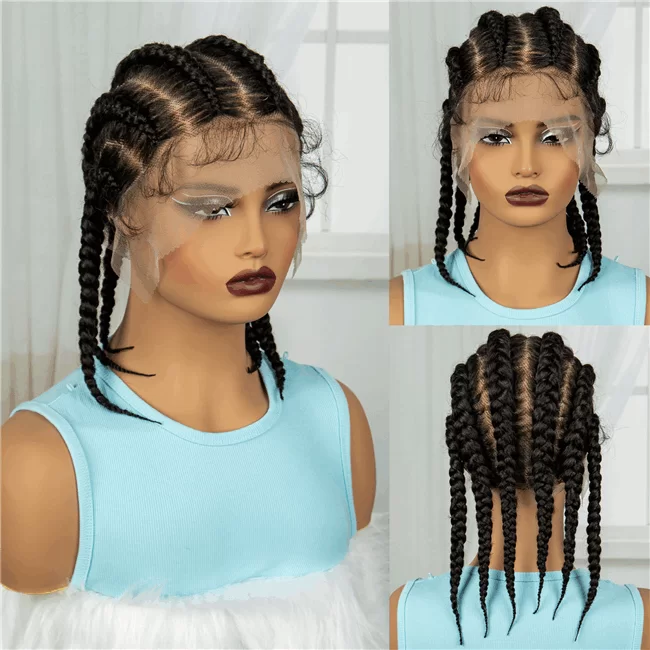 Full lace short Braids wig synthetic fiber braided wigs HD Lace WigsHair BundlesGlueless WigsCrochet hair extensions OUOHAIR