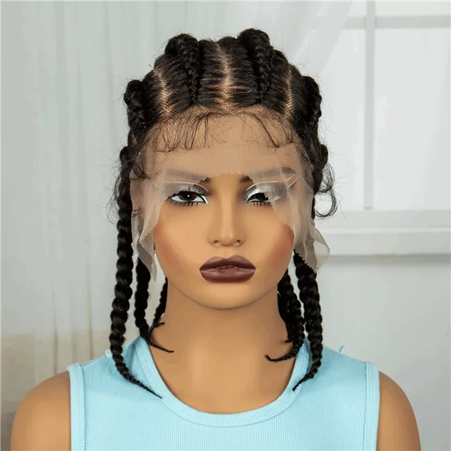 Full lace short Braids wig synthetic fiber braided wigs2 HD Lace WigsHair BundlesGlueless WigsCrochet hair extensions OUOHAIR