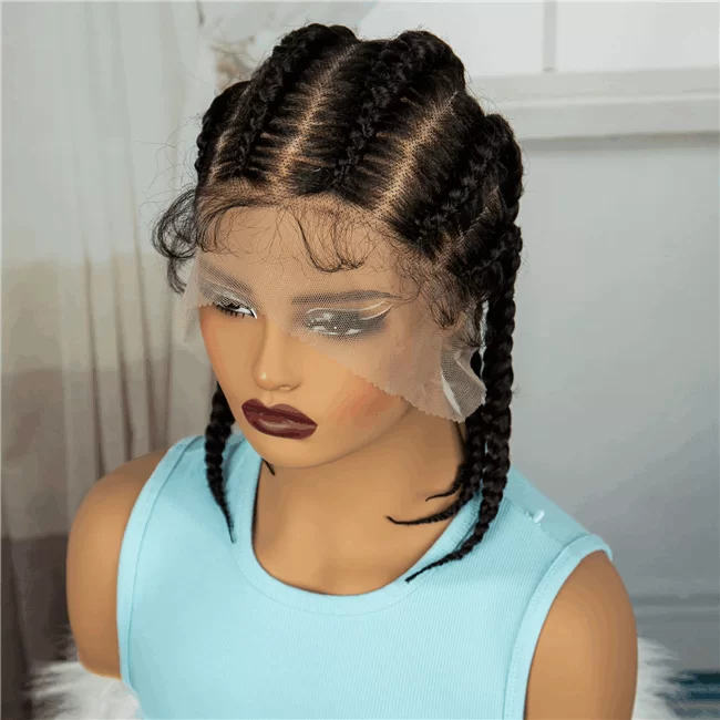 Full lace short Braids wig synthetic fiber braided wigs3 HD Lace WigsHair BundlesGlueless WigsCrochet hair extensions OUOHAIR