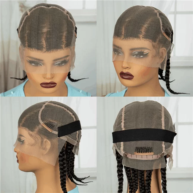 Full lace short Braids wig synthetic fiber braided wigs4 HD Lace WigsHair BundlesGlueless WigsCrochet hair extensions OUOHAIR
