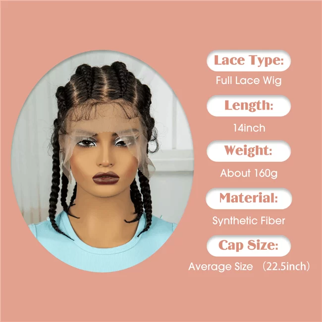 Full lace short Braids wig synthetic fiber braided wigs5 HD Lace WigsHair BundlesGlueless WigsCrochet hair extensions OUOHAIR