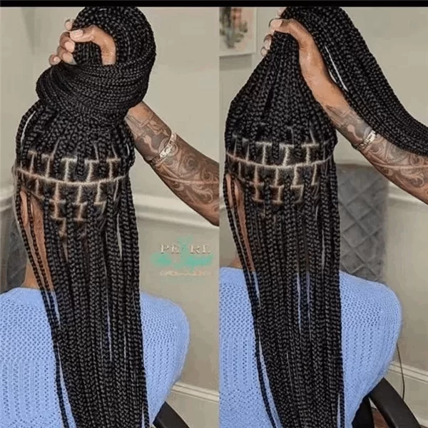 Full lace wig 3strand braid synthetic fiber mixed color braids wigs ouohair HD Lace WigsHair BundlesGlueless WigsCrochet hair extensions OUOHAIR