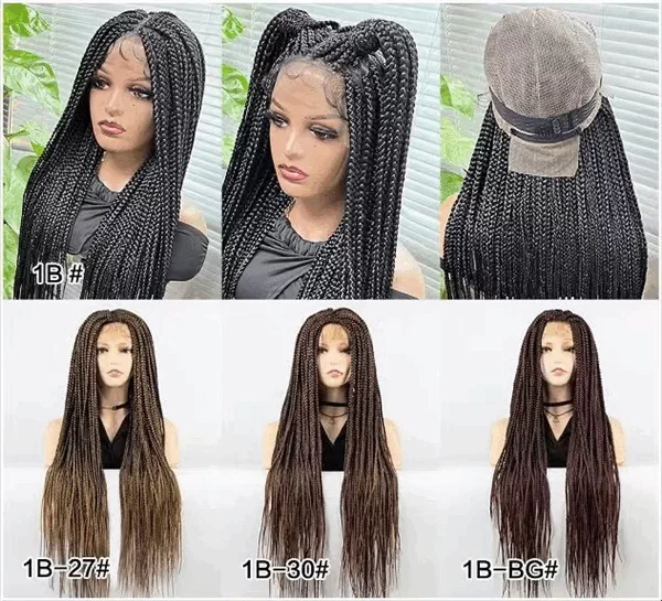 Full lace wig 3strand braid synthetic fiber mixed color braids wigs ouohair4 HD Lace WigsHair BundlesGlueless WigsCrochet hair extensions OUOHAIR
