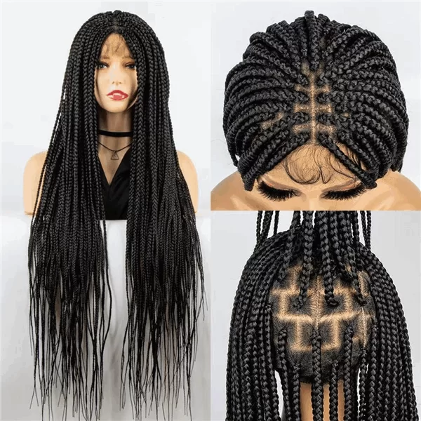 Full lace wig 3strand braid synthetic fiber mixed color braids wigs ouohair5 HD Lace WigsHair BundlesGlueless WigsCrochet hair extensions OUOHAIR