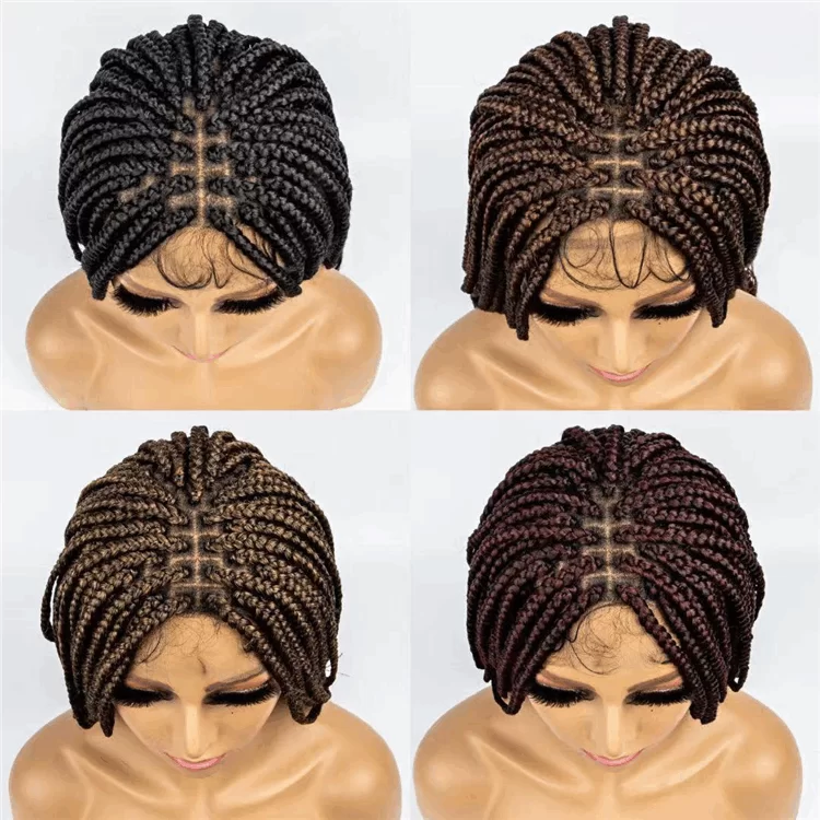 Full lace wig 3strand braids Knotless Braided Wig synthetic fiber ouohair HD Lace WigsHair BundlesGlueless WigsCrochet hair extensions OUOHAIR