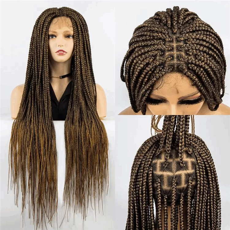 Full lace wig 3strand braids Knotless Braided Wig synthetic fiber ouohair3 HD Lace WigsHair BundlesGlueless WigsCrochet hair extensions OUOHAIR