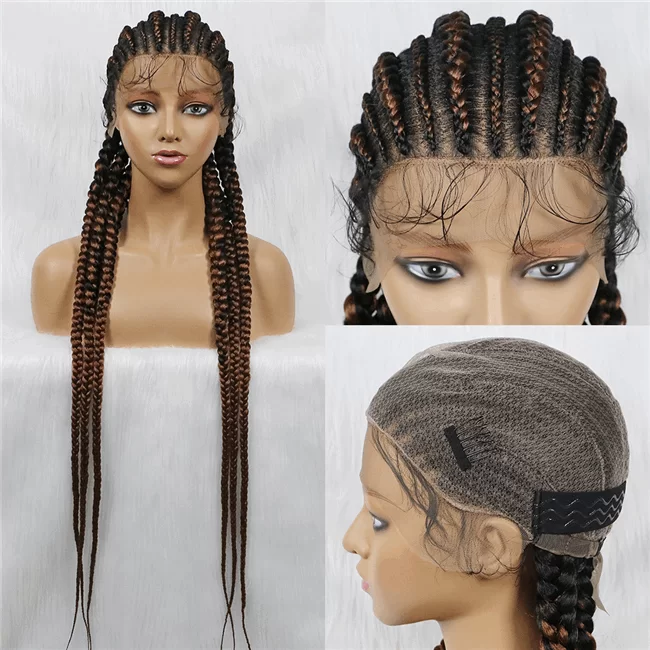 Full lace wig 6strand long lace synthetic Braids Wig10 HD Lace WigsHair BundlesGlueless WigsCrochet hair extensions OUOHAIR